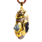 41x19mm Double Leafed Quartz with Garnet & Aquamarine Pendant 1 Bead - The Bead Traders