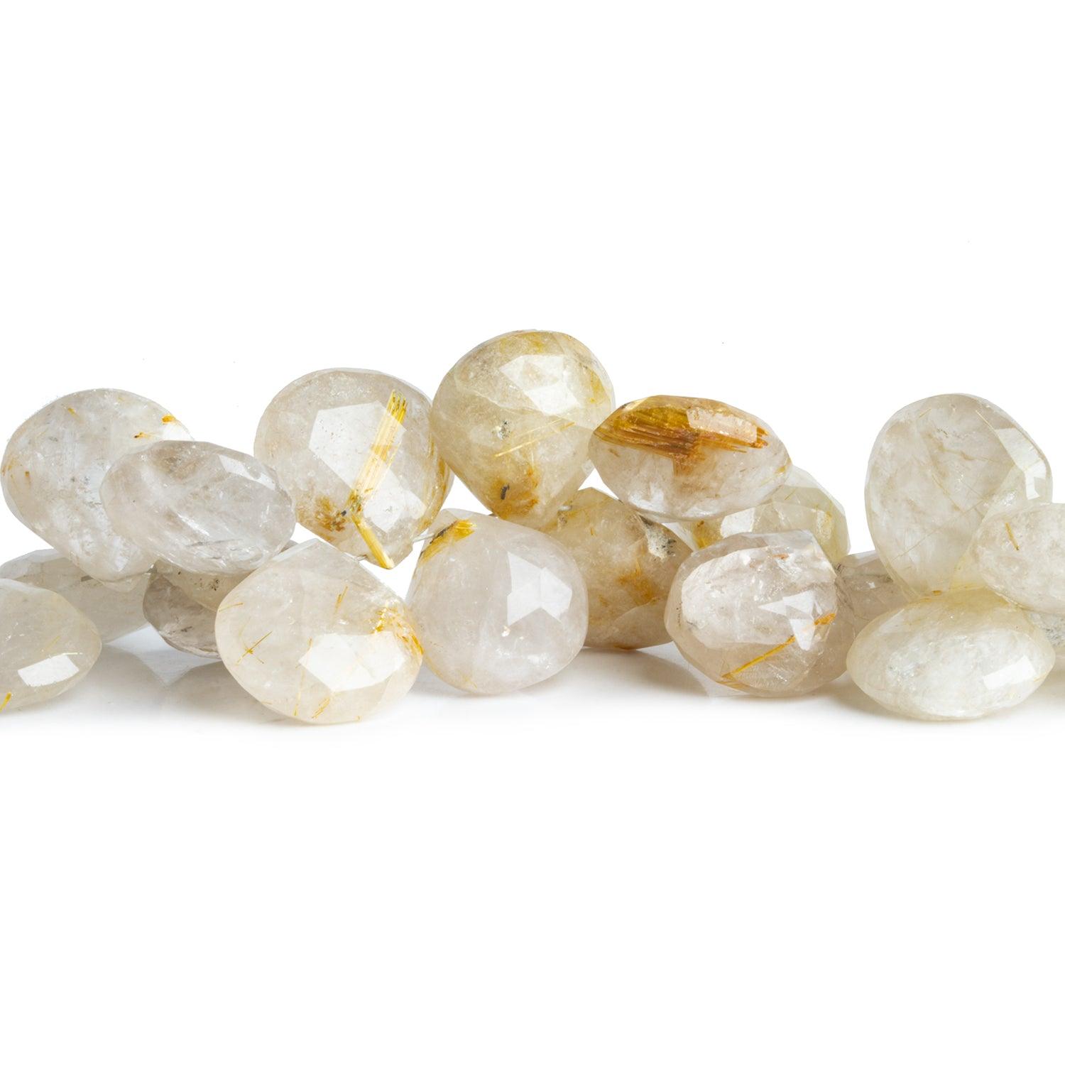 11-13mm Golden Rutilated Quartz Hearts 8 inch 41 beads - The Bead Traders