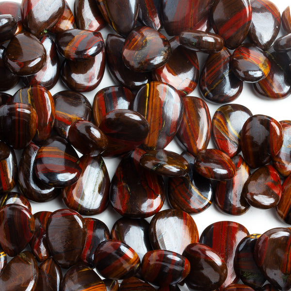 20x13mm Tiger Iron Plain Pears 8 inch 45 beads