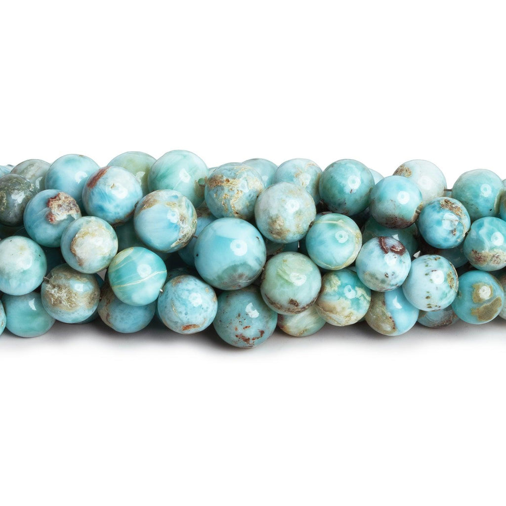 5-11m Larimar Plain Round Beads 16 inch 60 pieces - The Bead Traders