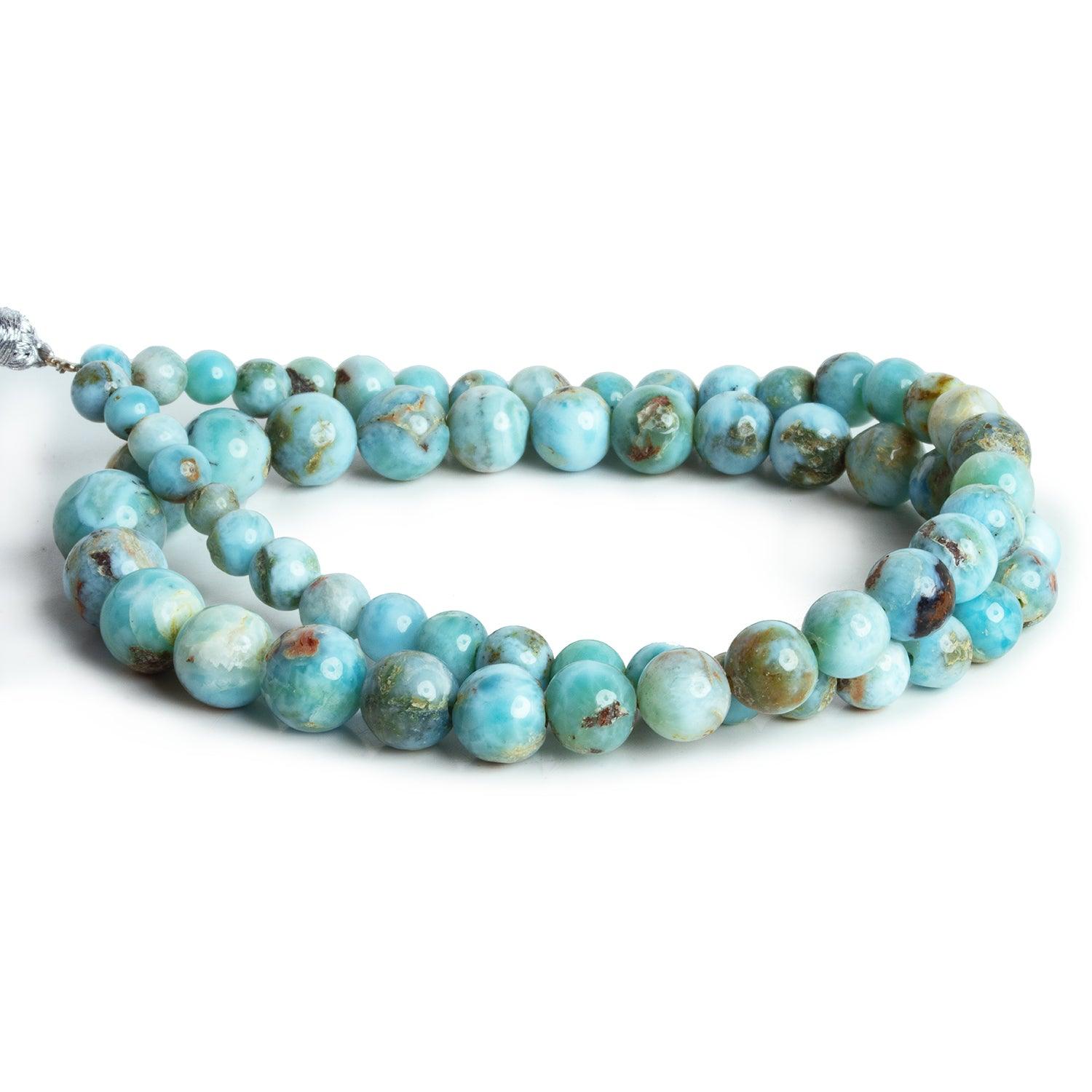 5-11m Larimar Plain Round Beads 16 inch 60 pieces - The Bead Traders
