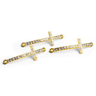 42mm Gold - Tone Rhinestone Cross Connectors Set of 3 - The Bead Traders