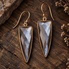 42x16mm Vermeil Bezel Chocolate Moonstone faceted point 1 piece - The Bead Traders