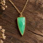 42x16mm Vermeil Bezel Chrysoprase faceted point 1 focal bead - The Bead Traders
