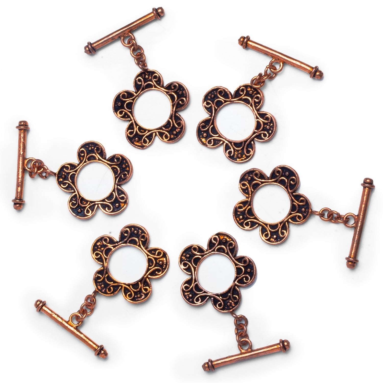 42x25mm Copper Antiqued Flower Toggle 1 Bead - The Bead Traders