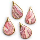 43x26mm Gold Leafed Rhodocrosite Pear Pendant 1 Bead - The Bead Traders