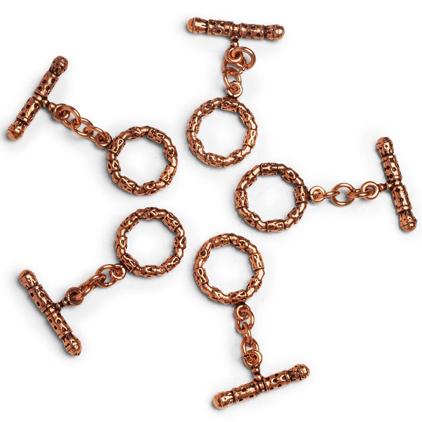 44x18mm Copper Decorated Ring Toggle 1 Bead