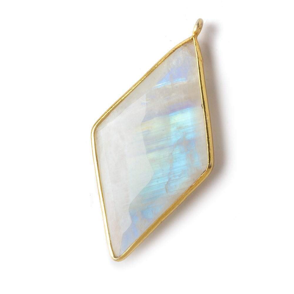 44x25mm Vermeil Bezel Rainbow Moonstone faceted kite Pendant 1 piece - The Bead Traders