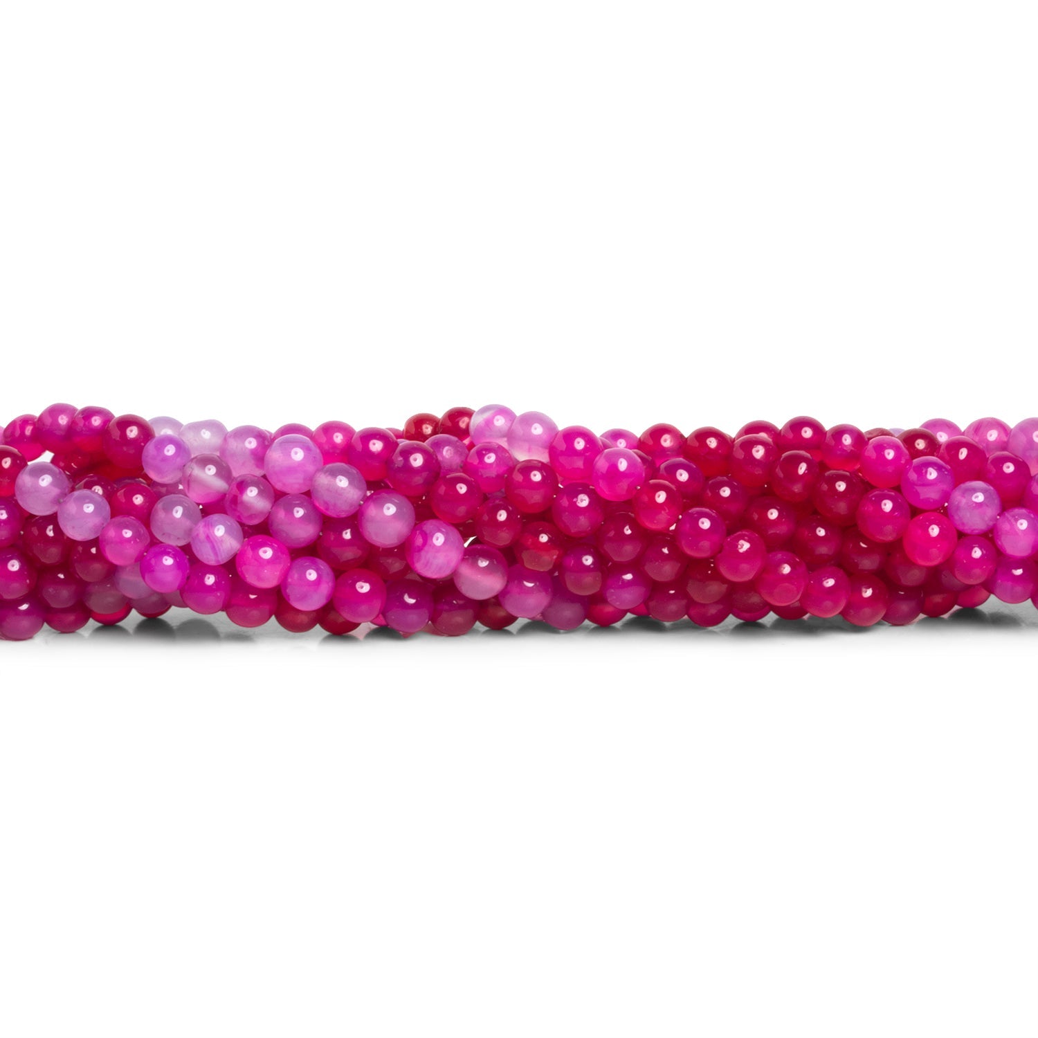 4.5-5mm Fuchsia Hot Pink Chalcedony Plain Rounds 8 inch 47 beads - The Bead Traders