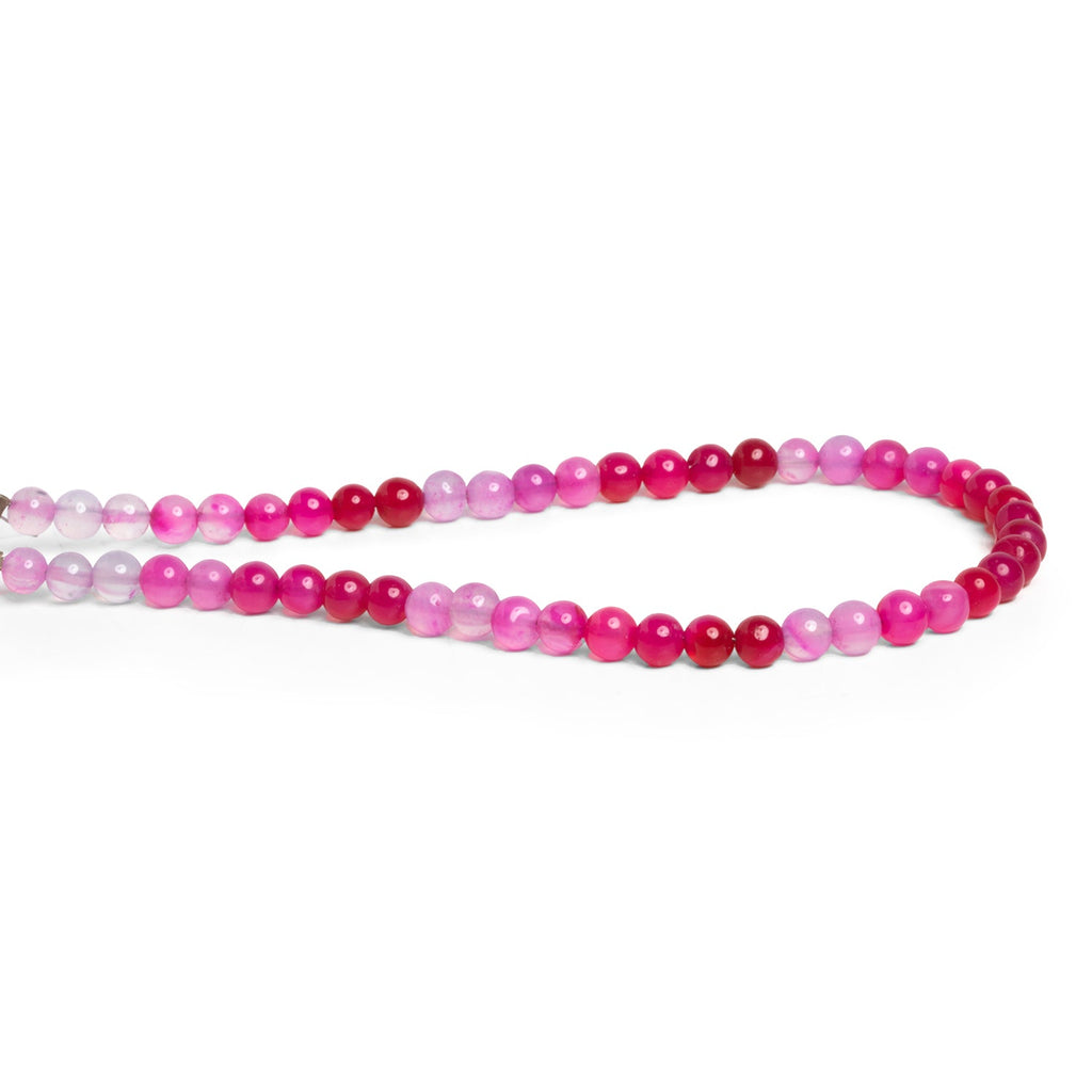 4.5-5mm Fuchsia Hot Pink Chalcedony Plain Rounds 8 inch 47 beads - The Bead Traders