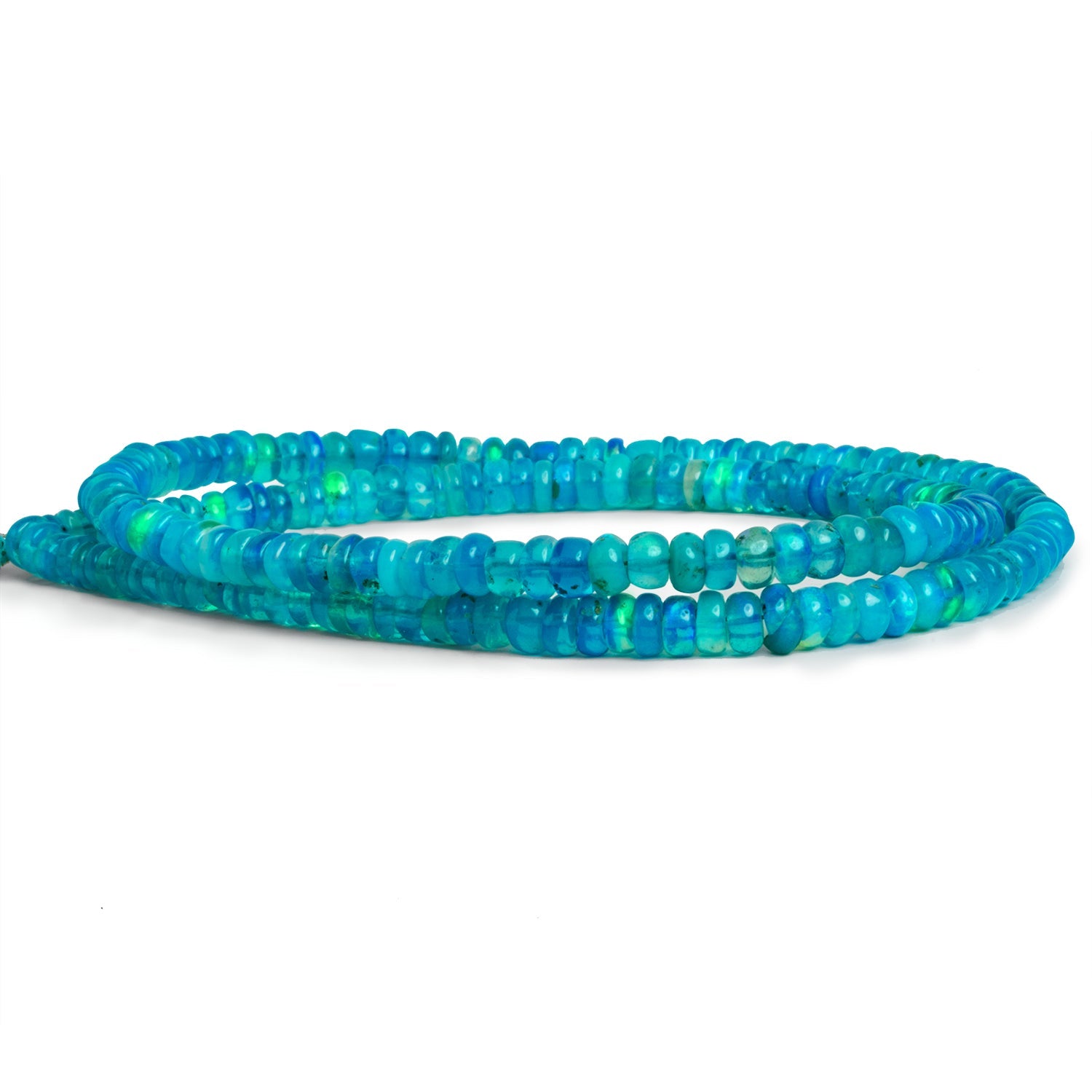 4.5mm Blue Ethiopian Opal Plain Rondelles 17 inch 180 beads - The Bead Traders