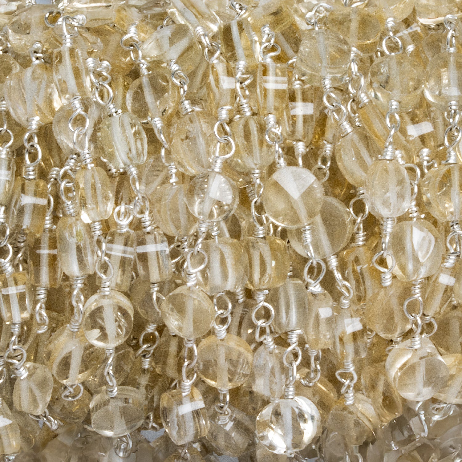 4.5mm Citrine Faceted Coin Silver Chain 30 Beads - The Bead Traders