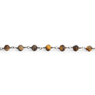 4.5mm Matte Tiger's Eye Round Black Gold Chain 29 beads - The Bead Traders
