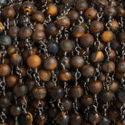 4.5mm Matte Tiger's Eye Round Black Gold Chain 29 beads - The Bead Traders