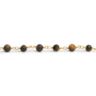 4.5mm Matte Tiger's Eye Round Gold Chain 30 beads - The Bead Traders