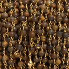 4.5mm Matte Tiger's Eye Round Gold Chain 30 beads - The Bead Traders