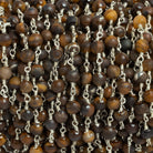 4.5mm Matte Tiger's Eye Round Silver Chain 30 beads - The Bead Traders