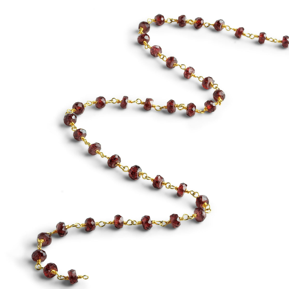 4.5mm Mozambique Garnet Faceted Rondelle Gold Chain 37 beads - The Bead Traders