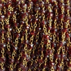 4.5mm Mozambique Garnet Faceted Rondelle Gold Chain 37 beads - The Bead Traders