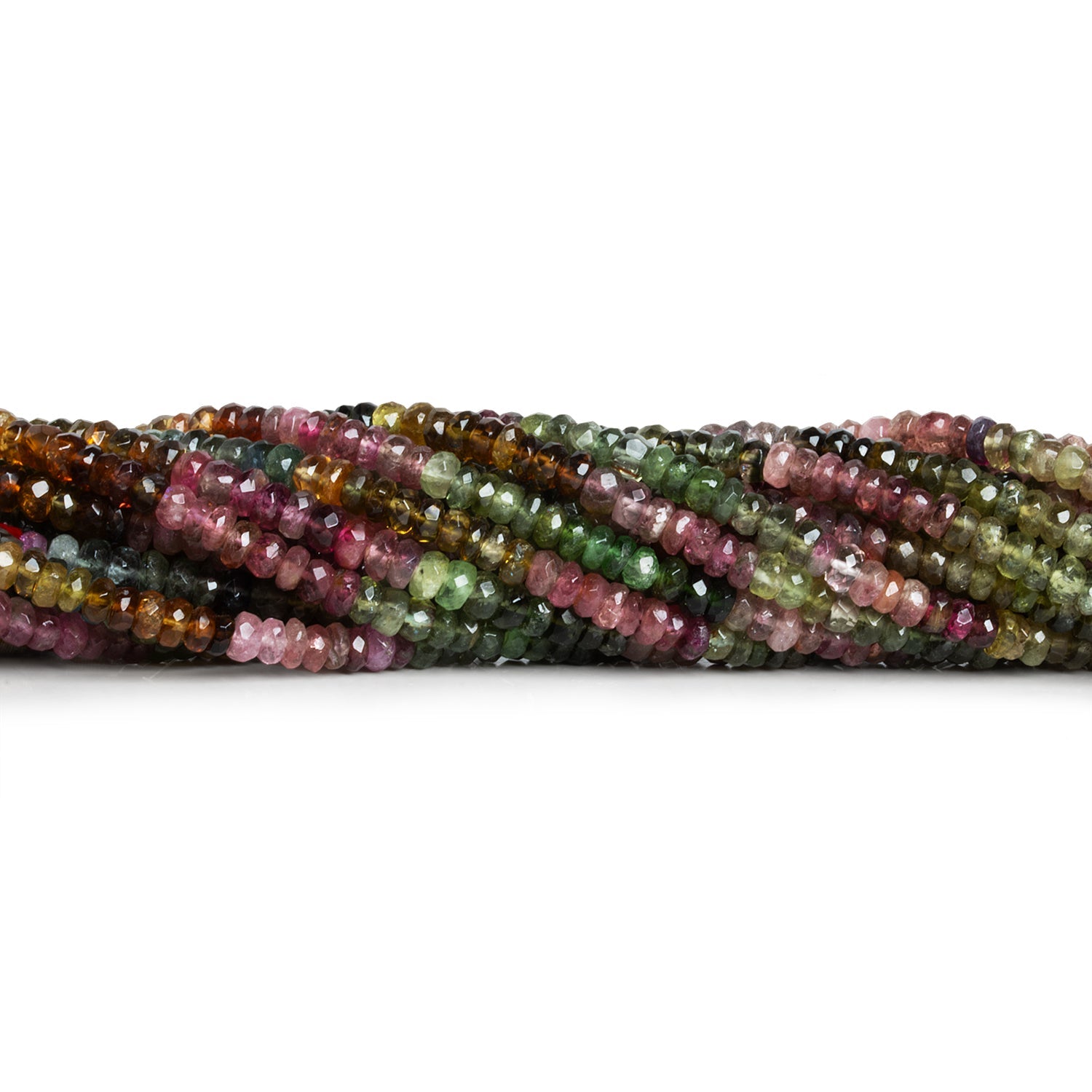 4.5mm Multi Color Tourmaline Faceted Rondelles 7 inch 75 beads - The Bead Traders