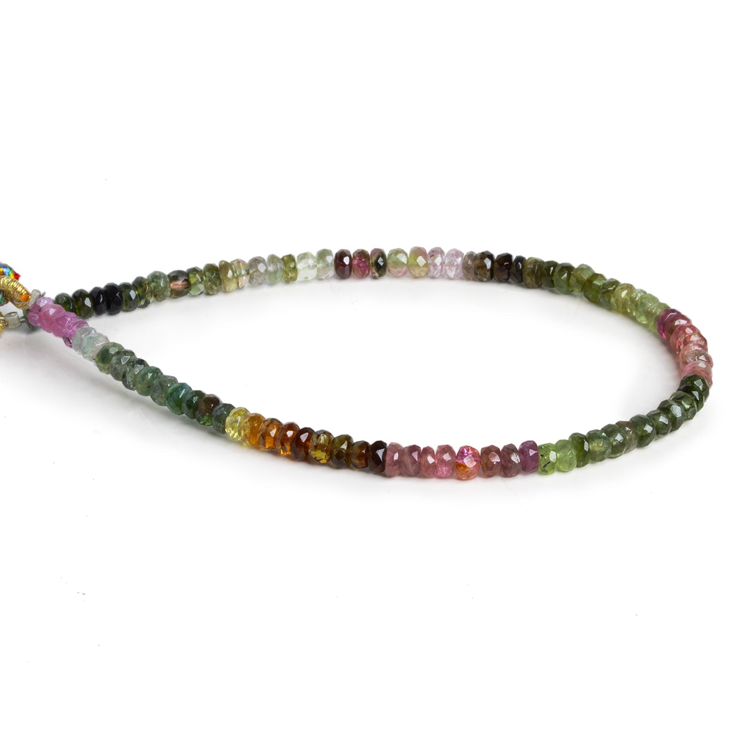 4.5mm Multi Color Tourmaline Faceted Rondelles 7 inch 75 beads - The Bead Traders