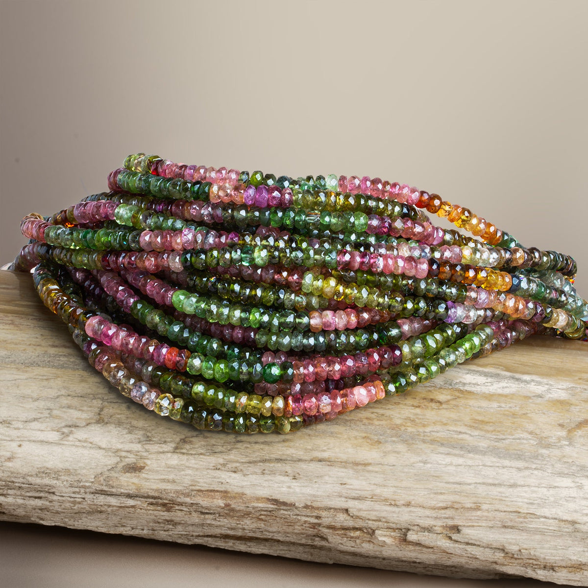 4.5mm Multi Color Tourmaline Hand Faceted Rondelles 7 inch 75pcs - The Bead Traders