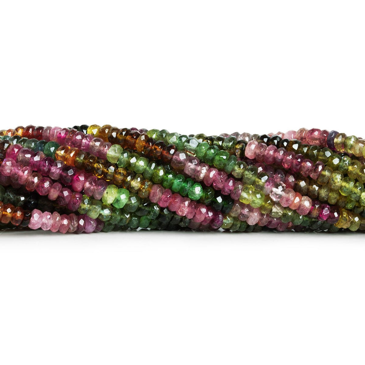 4.5mm Multi Color Tourmaline Hand Faceted Rondelles 7 inch 75pcs - The Bead Traders