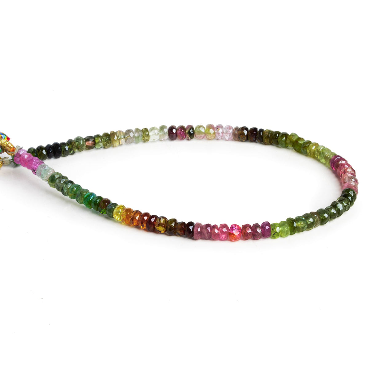 4.5mm Multi Color Tourmaline Hand Faceted Rondelles 7 inch 75pcs - The Bead Traders