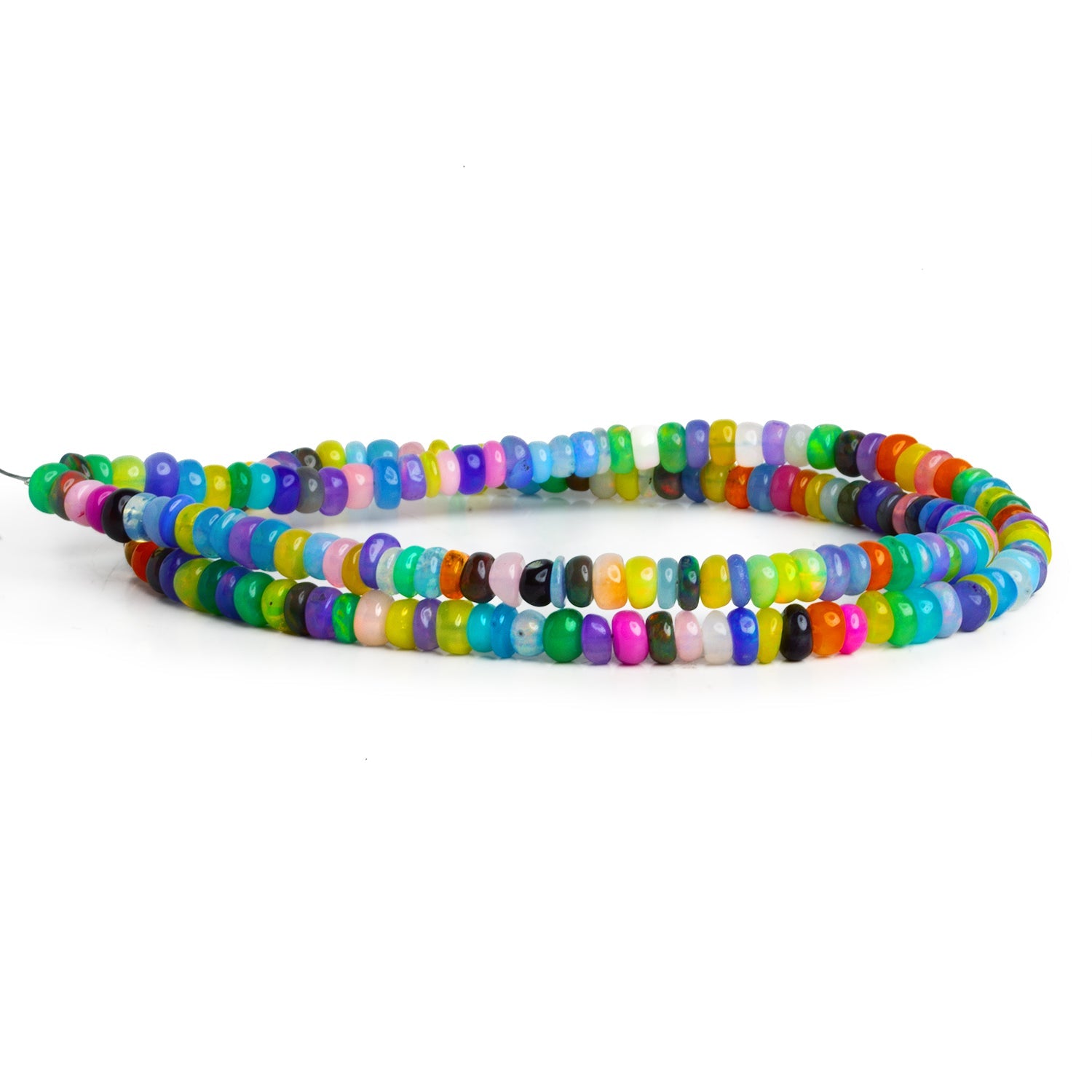 4.5mm Multicolor Ethiopian Opal Plain Rondelles 16 inch 165 beads - The Bead Traders