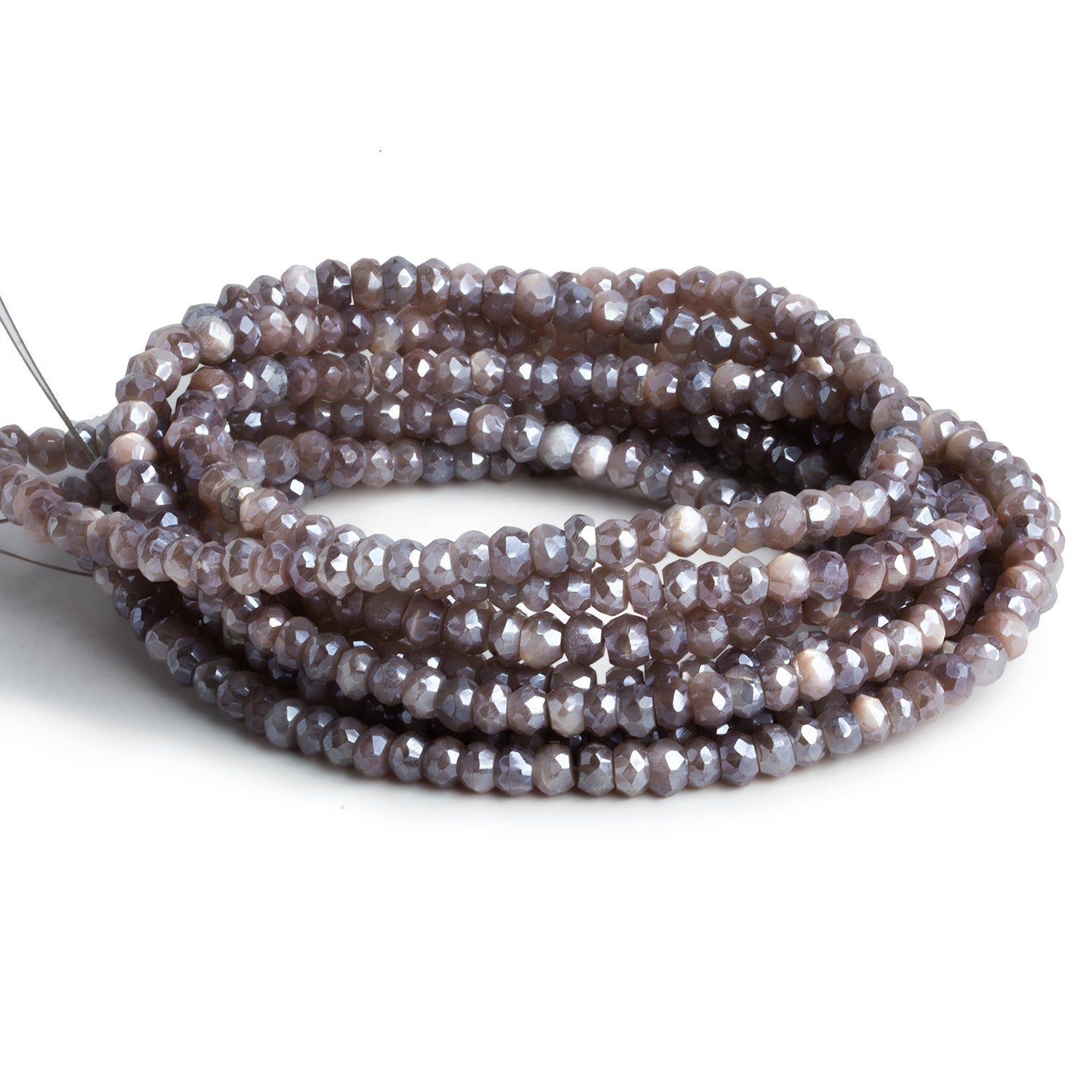 4.5mm Mystic Moonstone Faceted Rondelles 16 inch 120 beads - The Bead Traders