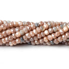 4.5mm Mystic Peach & Grey Moonstone Faceted Rondelle Beads 13 inch - The Bead Traders