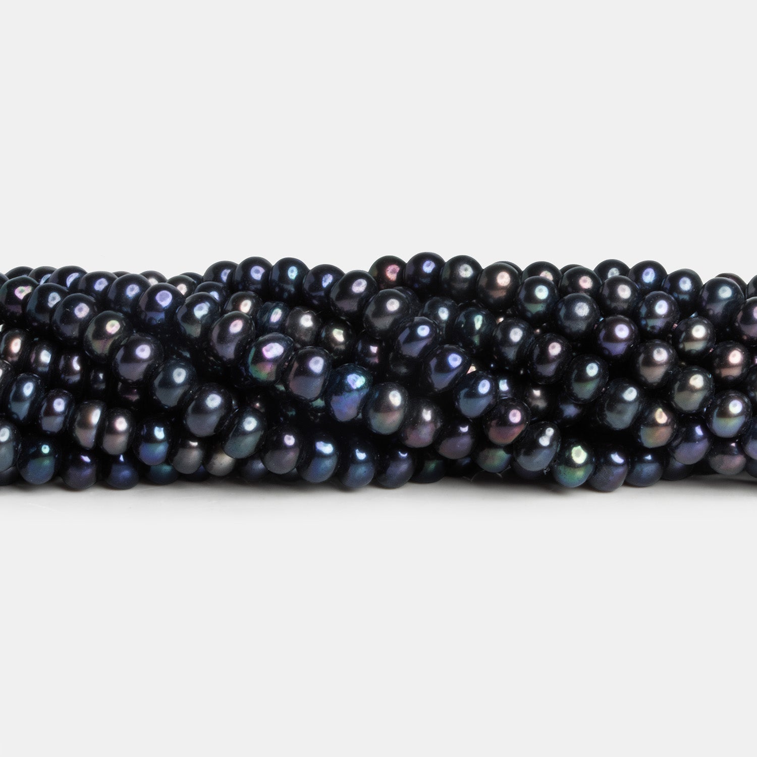 4.5mm Peacock Button Pearl 16 inch 110 beads - The Bead Traders