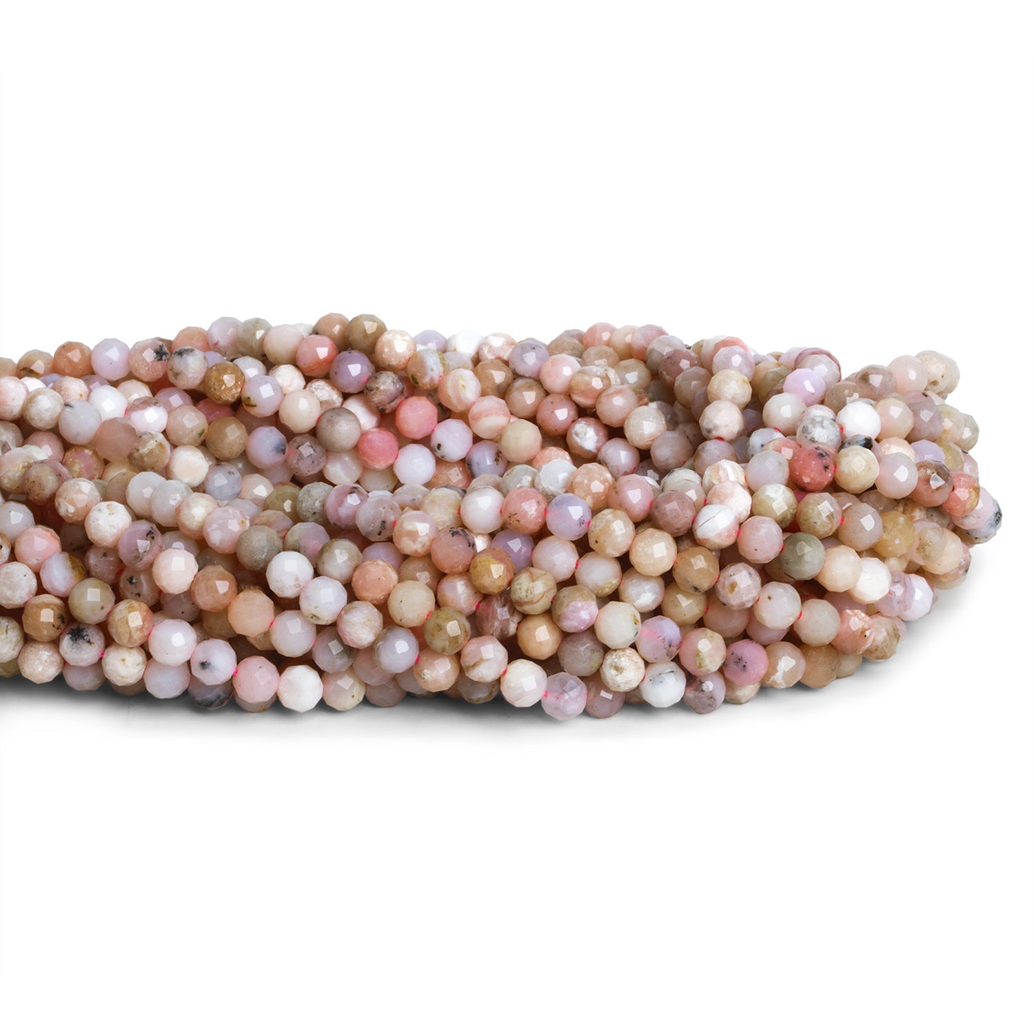 4.5mm Pink Peruvian Opal Microfaceted Rounds 15 inch 85 beads - The Bead Traders