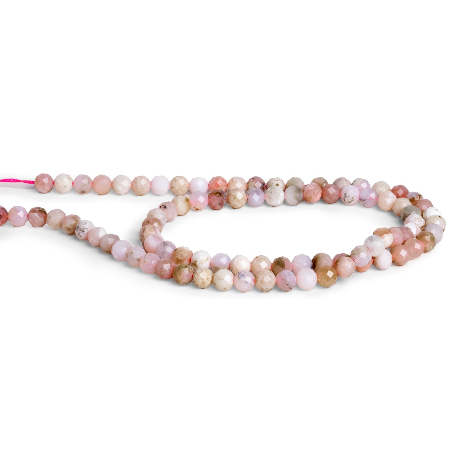 4.5mm Pink Peruvian Opal Microfaceted Rounds 15 inch 85 beads - The Bead Traders