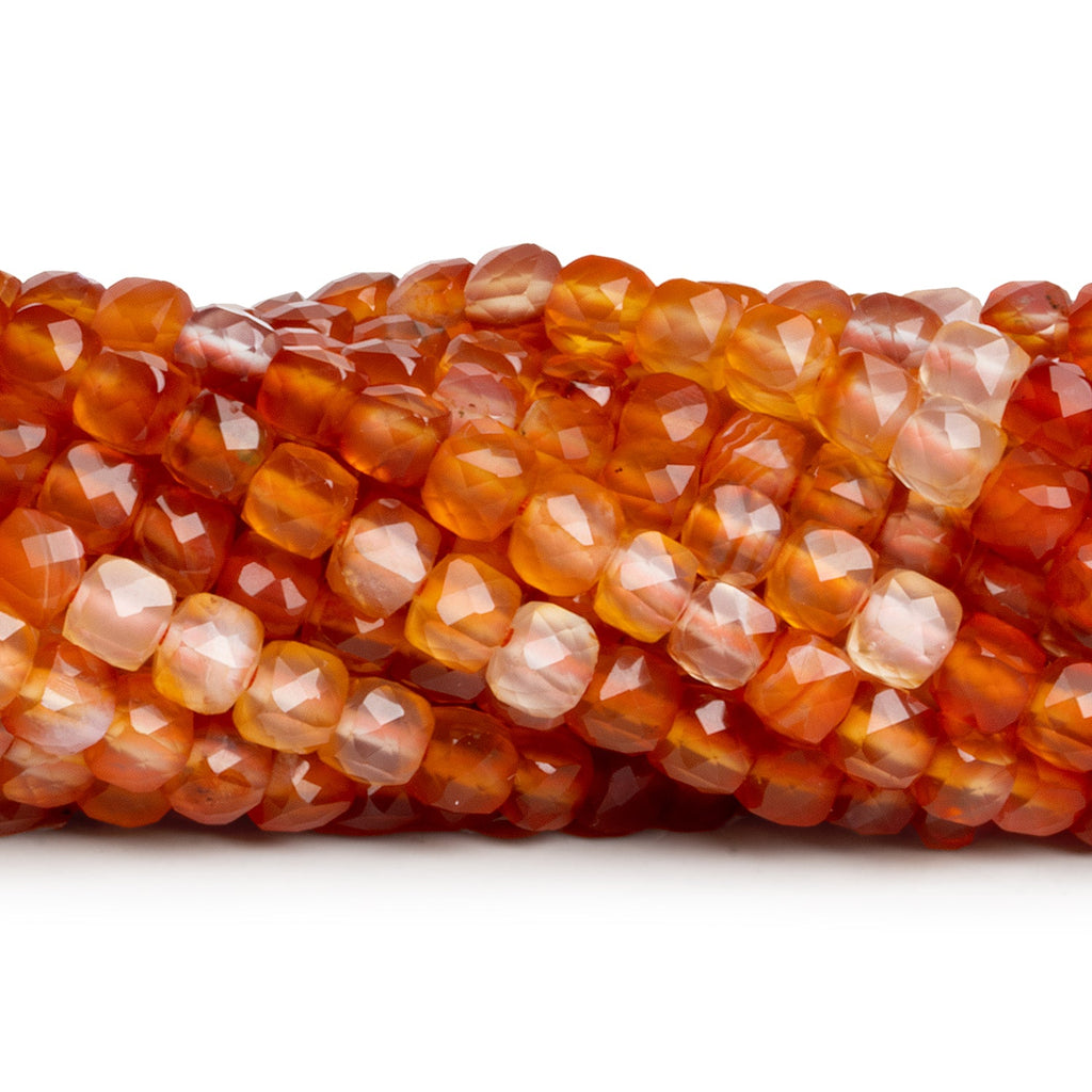 4.5mm Shaded Carnelian Micro Faceted Cube Beads 12 inch 74 pieces - The Bead Traders