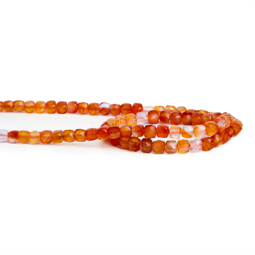 4.5mm Shaded Carnelian Micro Faceted Cube Beads 12 inch 74 pieces - The Bead Traders