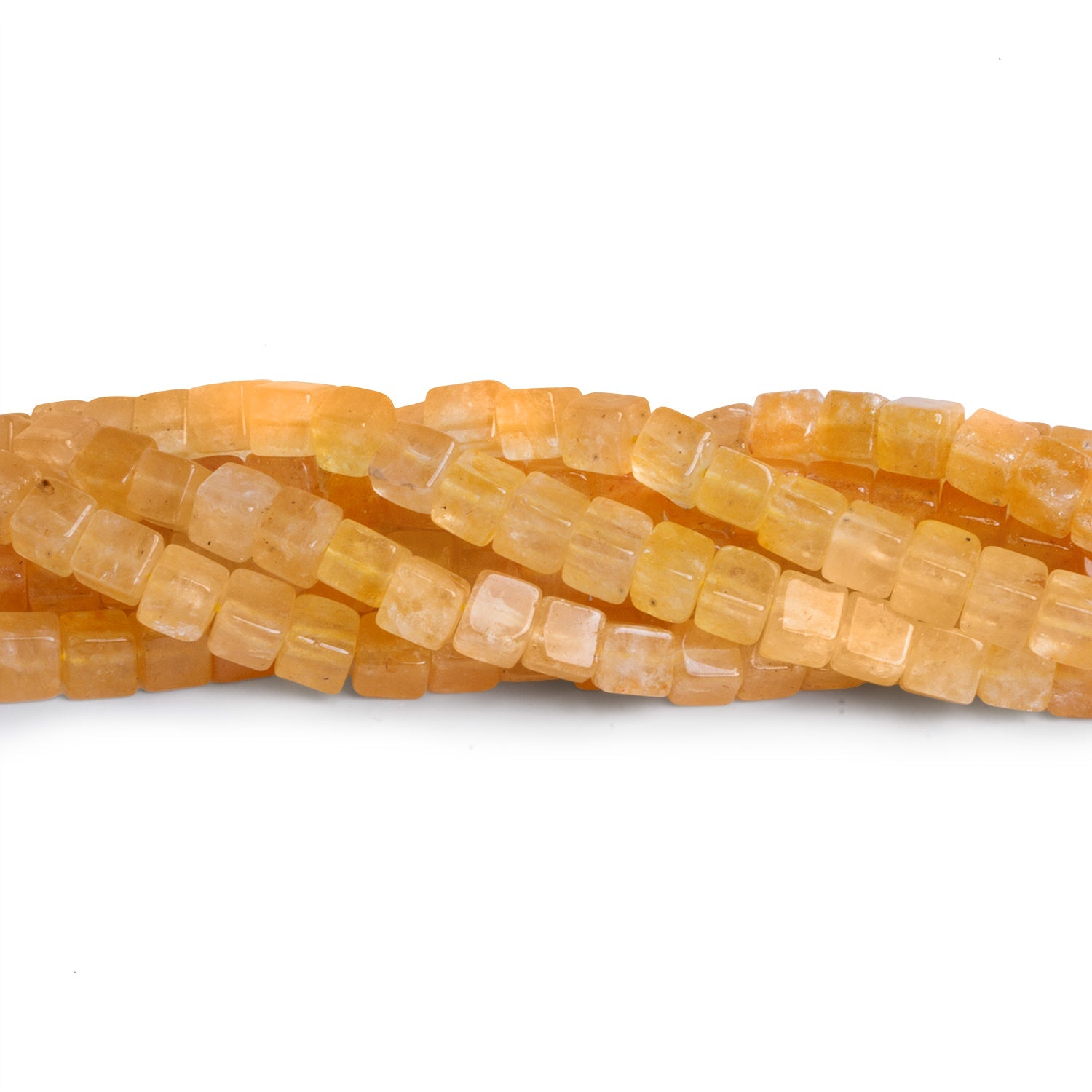 4.5mm Yellow Aventurine Plain Cubes 14 inch 75 beads - The Bead Traders
