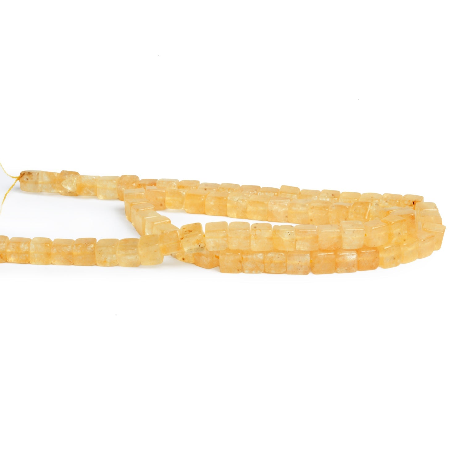 4.5mm Yellow Aventurine Plain Cubes 14 inch 80 beads - The Bead Traders