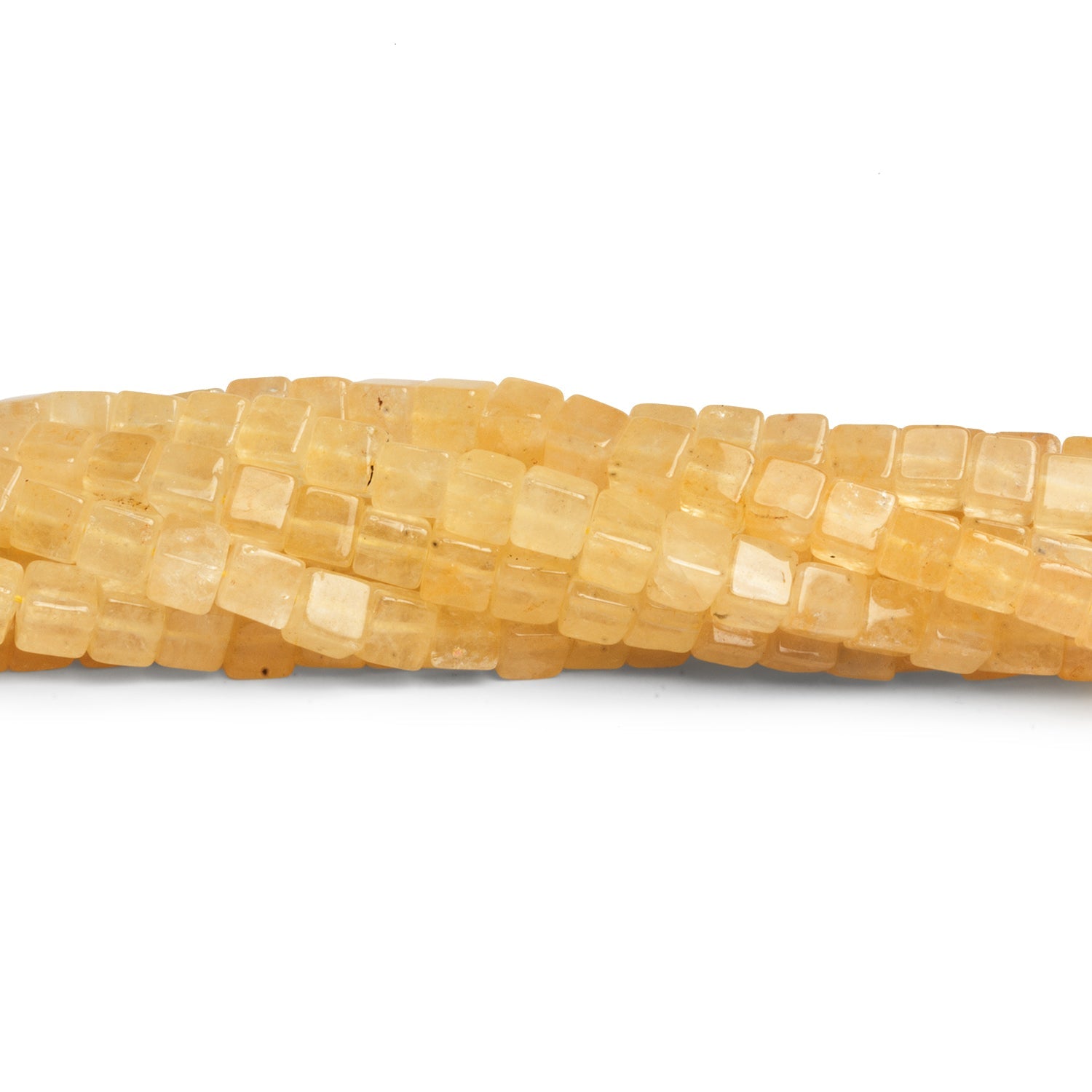4.5mm Yellow Aventurine Plain Cubes 14 inch 80 beads - The Bead Traders