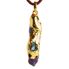 45x10mm Double Leafed Amethyst with Aquamarine Pendant 1 Bead - The Bead Traders