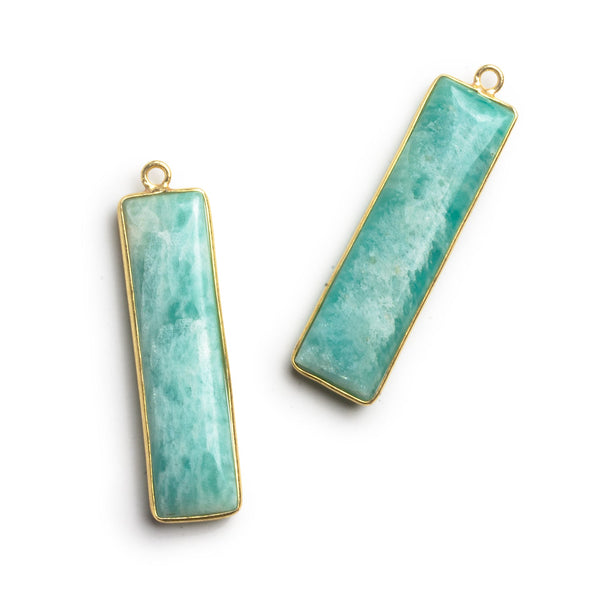 45x12mm Vermeil Bezeled Amazonite Bar Pendant 1 Bead