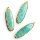 45x14mm Vermeil Bezeled Amazonite Oval Pendant 1 Bead - The Bead Traders
