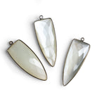 45x17mm Black Gold Bezeled White Moonstone Point Pendant 1 Bead - The Bead Traders