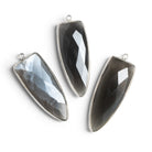 45x17mm Silver Bezeled Platinum Grey Moonstone Point Pendant 1 Bead - The Bead Traders