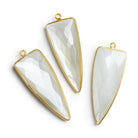 45x17mm Vermeil Bezeled White Moonstone Point Pendant 1 Bead - The Bead Traders