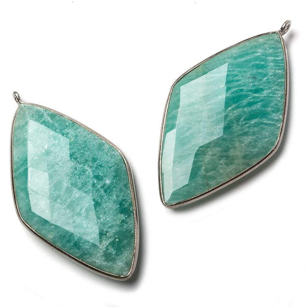 45x24mm Black Gold Bezeled Amazonite Kite Pendant 1 Bead