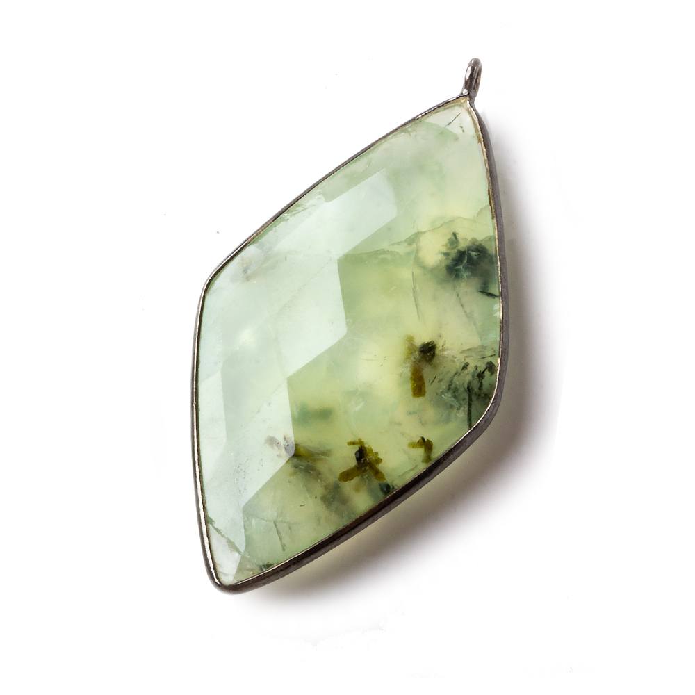 45x24mm Black Gold Bezeled Prehnite Kite Pendant 1 Bead - The Bead Traders