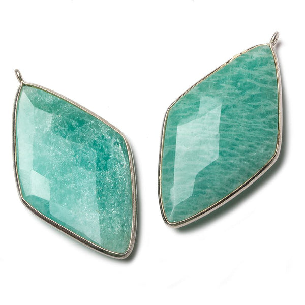 45x24mm Silver Bezeled Amazonite Kite Pendant 1 Bead