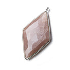 45x24mm Silver Bezeled Peach Moonstone Kite Pendant 1 Bead - The Bead Traders