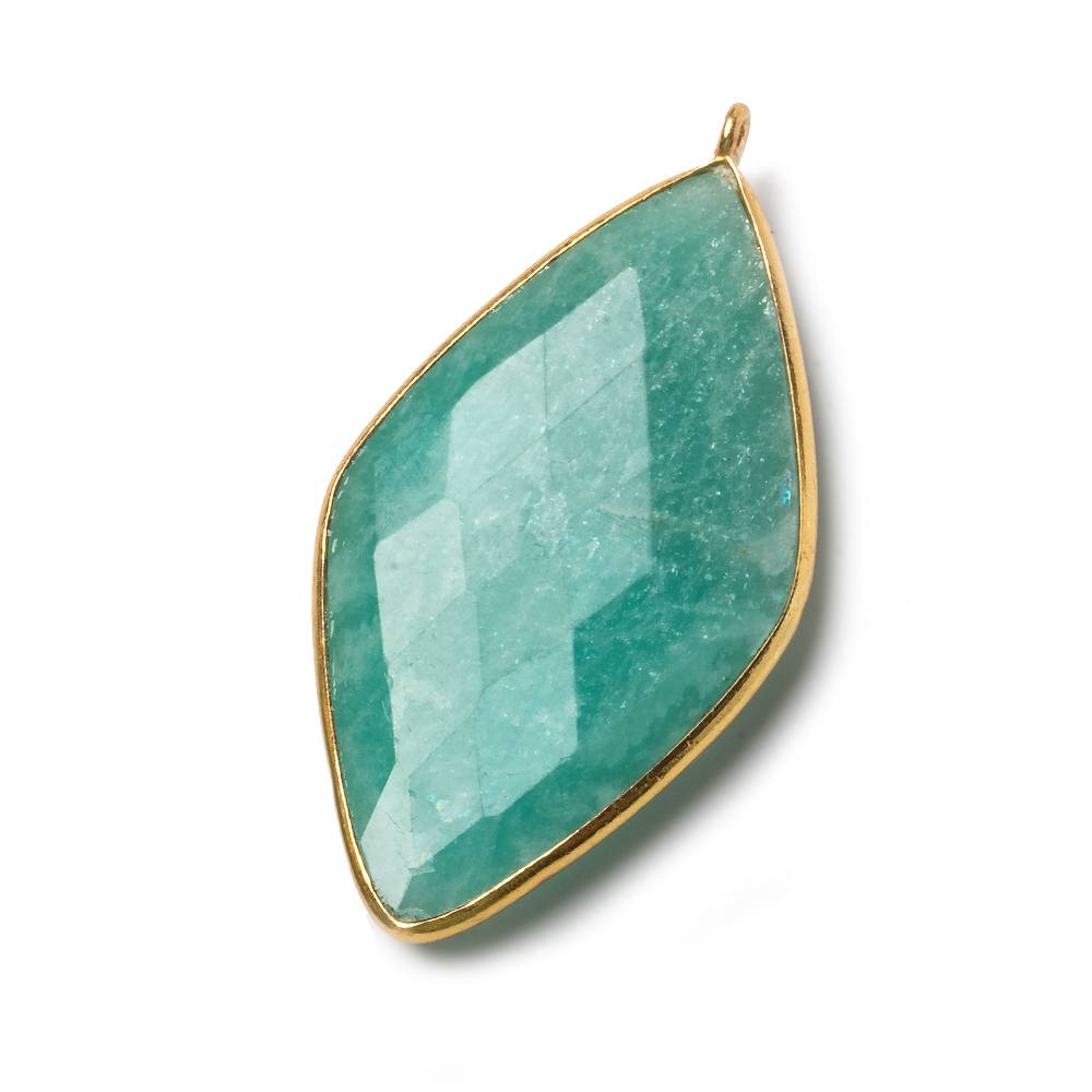 45x24mm Vermeil Bezeled Amazonite Kite Pendant 1 Bead - The Bead Traders